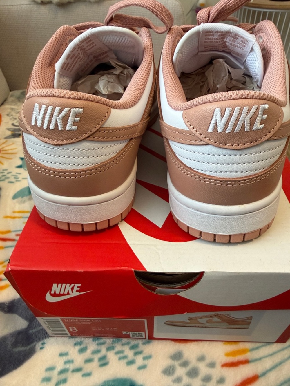 Nike Low-Top Sneakers in Blush Pink and White - Picture 3 of 6